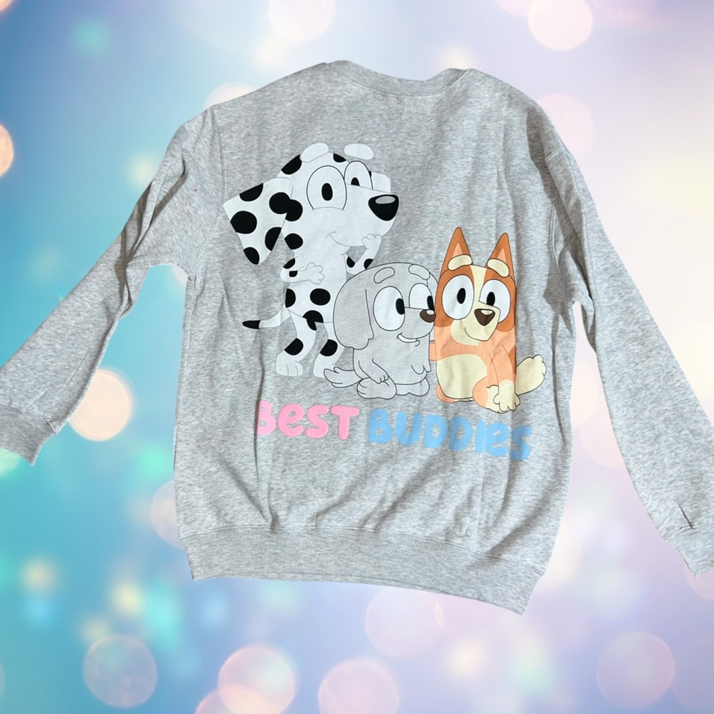 Bluey Gray Adult Women’s Sweatshirt with Cartoon Characters - Picture 2 of 5